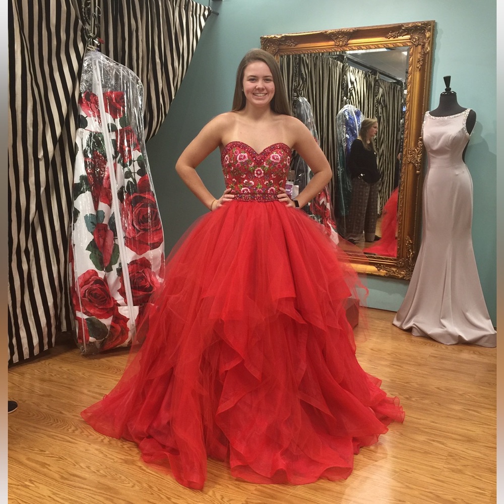 Red Embroidered Prom or Pageant or Quinceañera Dress